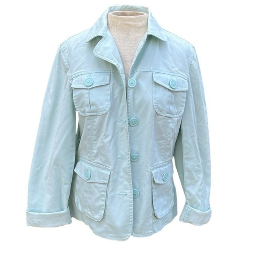 Talbots Long Sleeve Button Down Collared Blazer, womens size 8 stretch